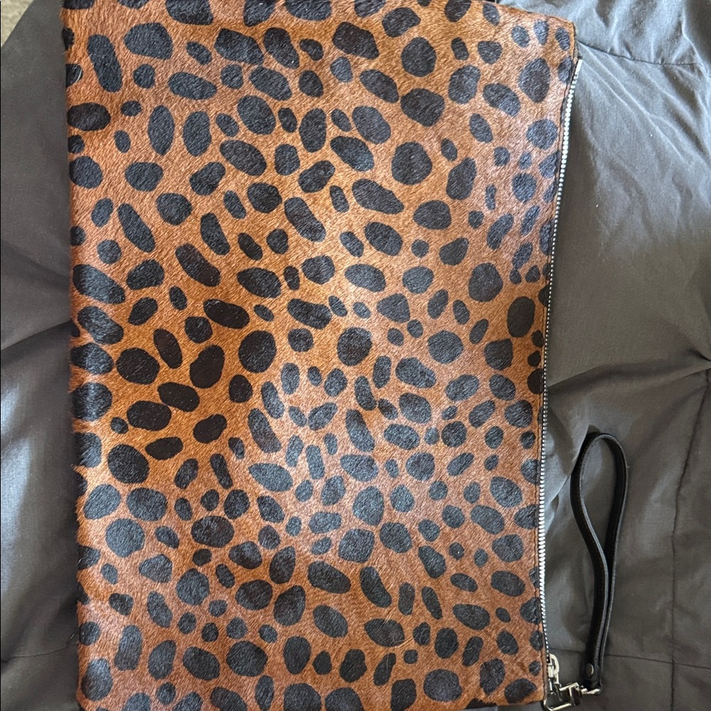 Leopard Print Clutch with Wrist Strap